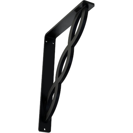 Ekena Millwork Loera Wrought Iron Bracket, (Single center brace), Powder Coated Black 1 1/2"W x 7 1/2"D x 10"H BKTM01X07X10SLO